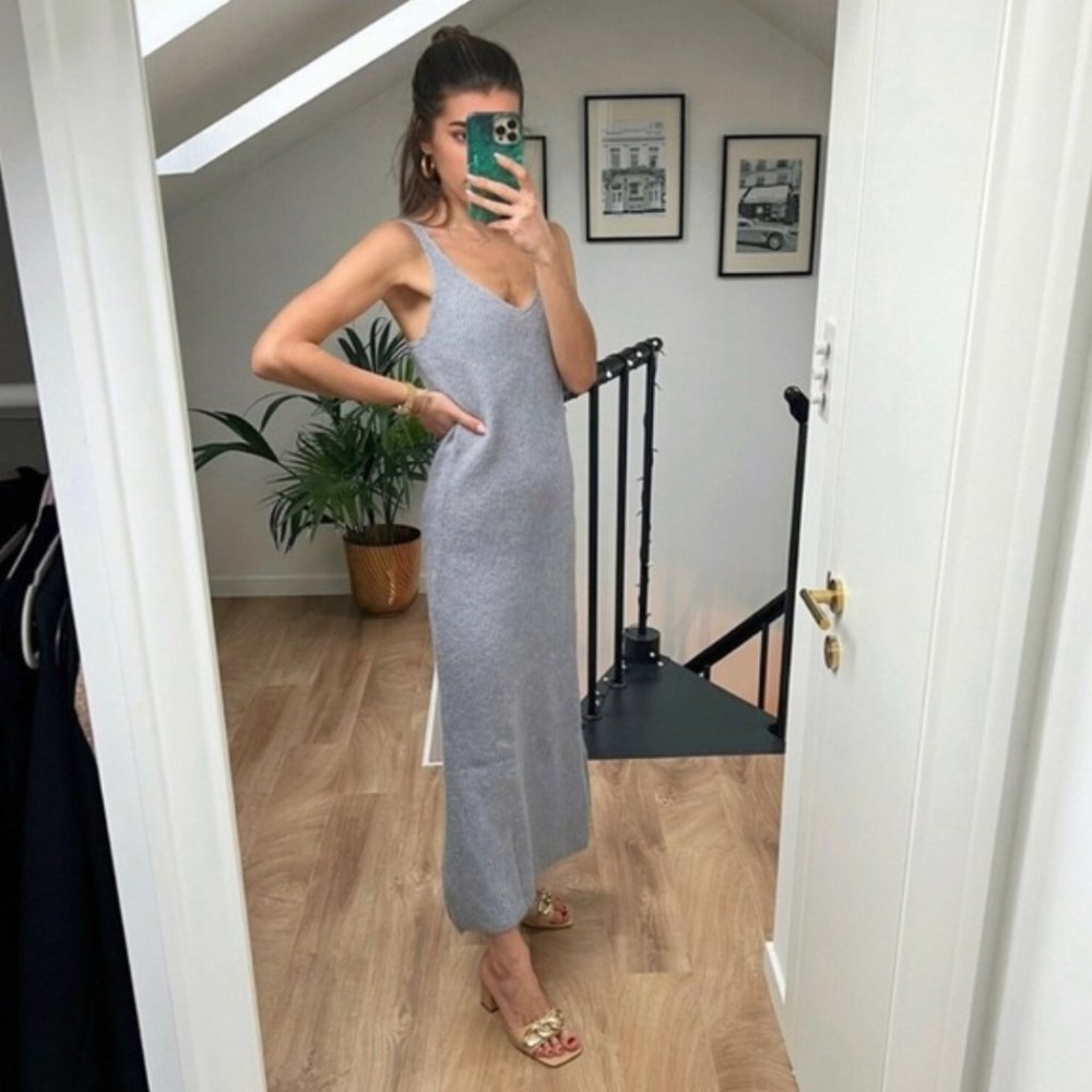 Zara Limited Edition Wool Alpaca Beaded Strappy Dress